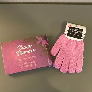 Mesh Bath & Shower Gloves and Shower Steamer Shower Bombs - New in Package